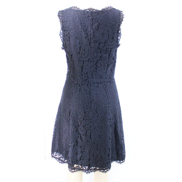 Joie Black Allover Floral Lace Nikolina B Dress Cotton Nylon Sleeveless V-neck M - Picture 7 of 16